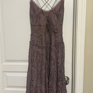 ASOS Strapless Lace Dress in Dusty Purple